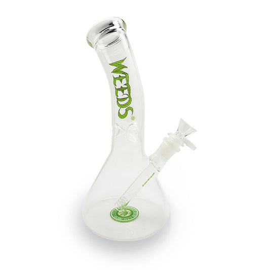 WEEDS® Glass - 10" Clear Bent neck bong - 14mm (F)